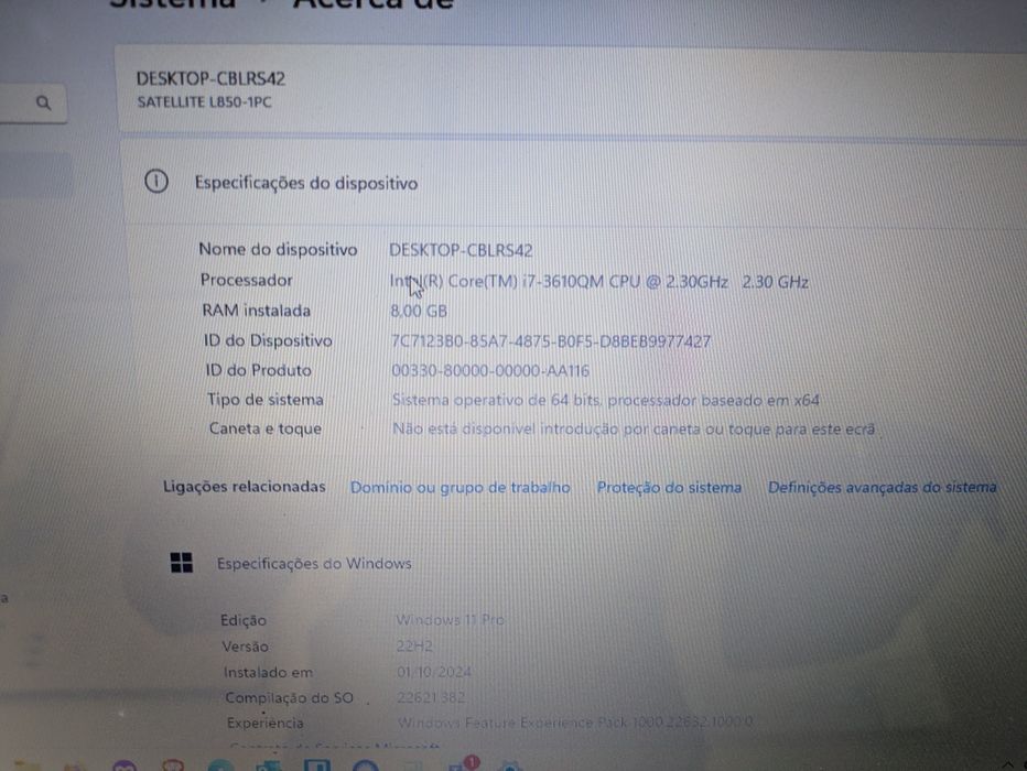 Toshiba L850 quad core i7 3610QM 8GB 256GB