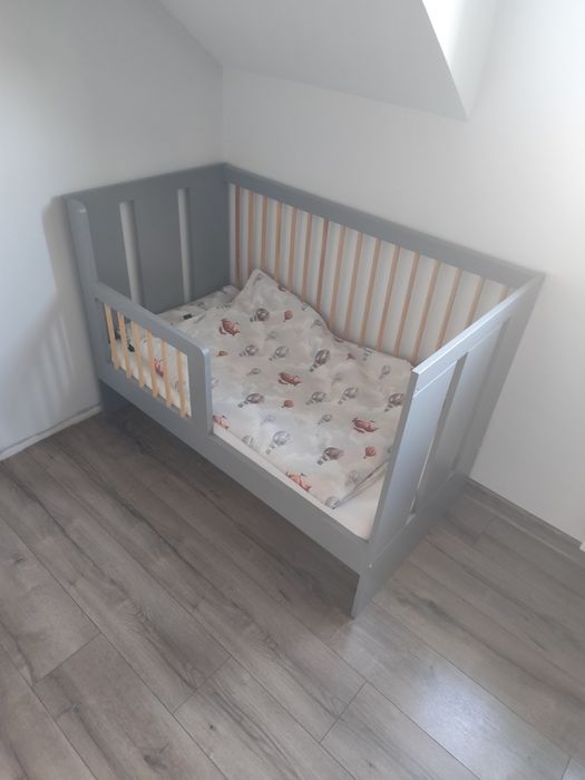 Łóżeczko grafitowe 120x60 PAULINE Z MATERACEM