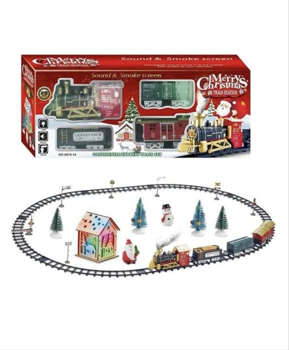Різдвяна (новорічна) залізниця (музика, світло, дим, будинок, ялинки)