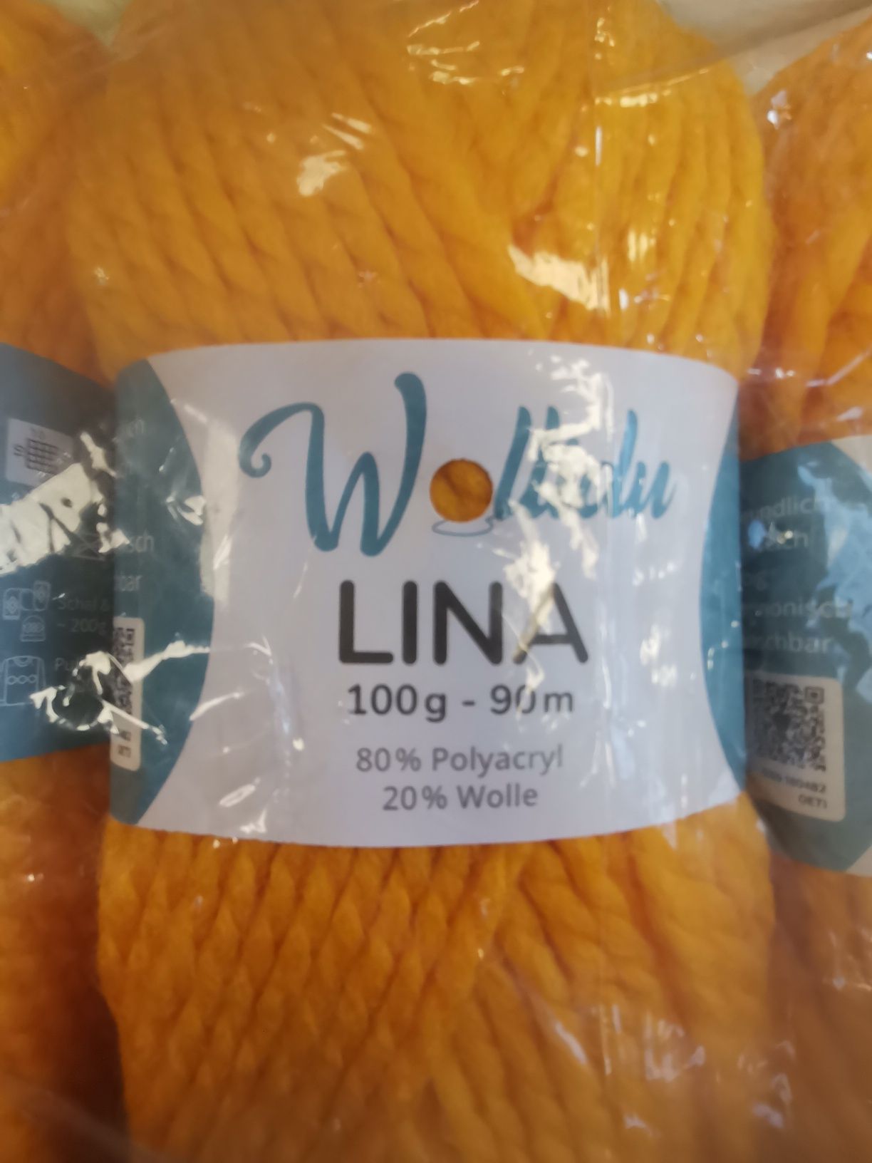 4x Wollidu Lina włóczka, 100 g, 80% poliakryl, 20% wełna owcza