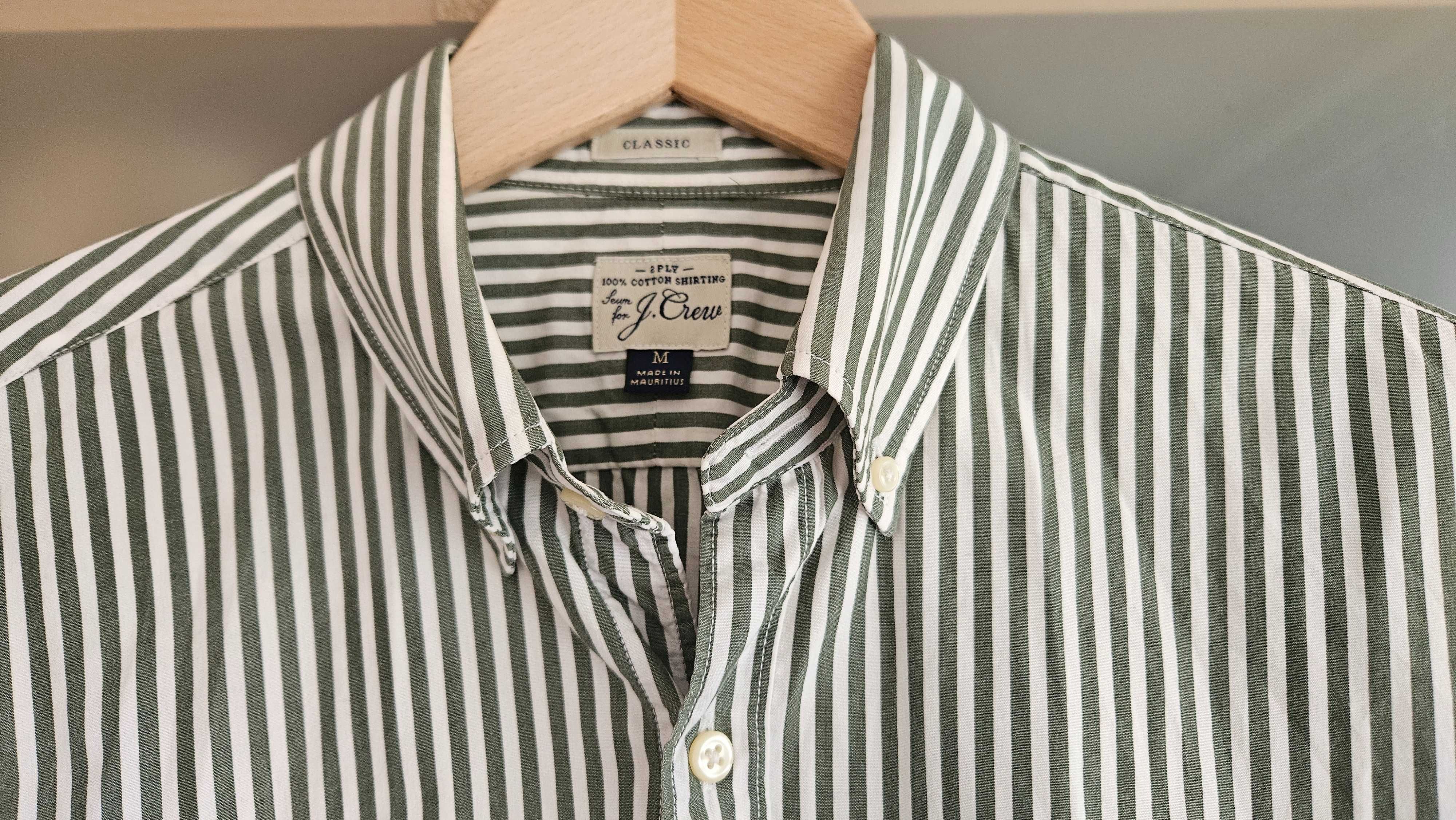 Koszula J.Crew button down biało-zielone paski M regular