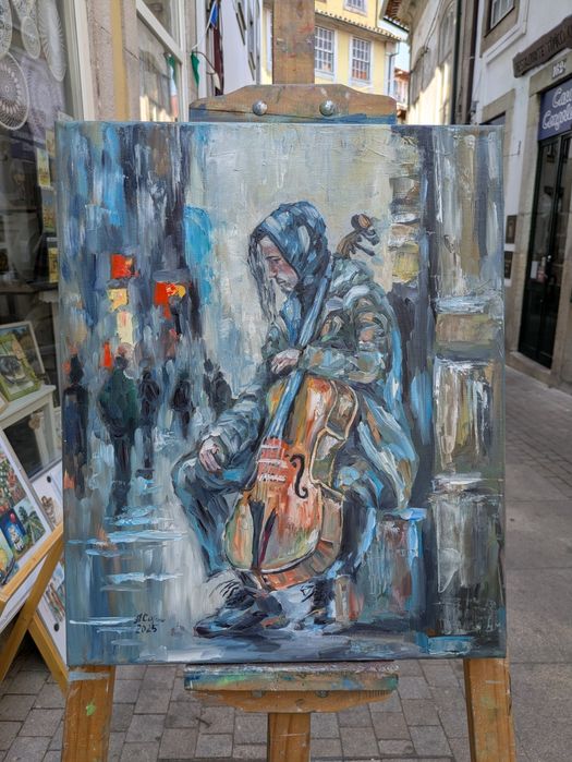 Quadro pintado á óleo sobre tela, 46x38 cm