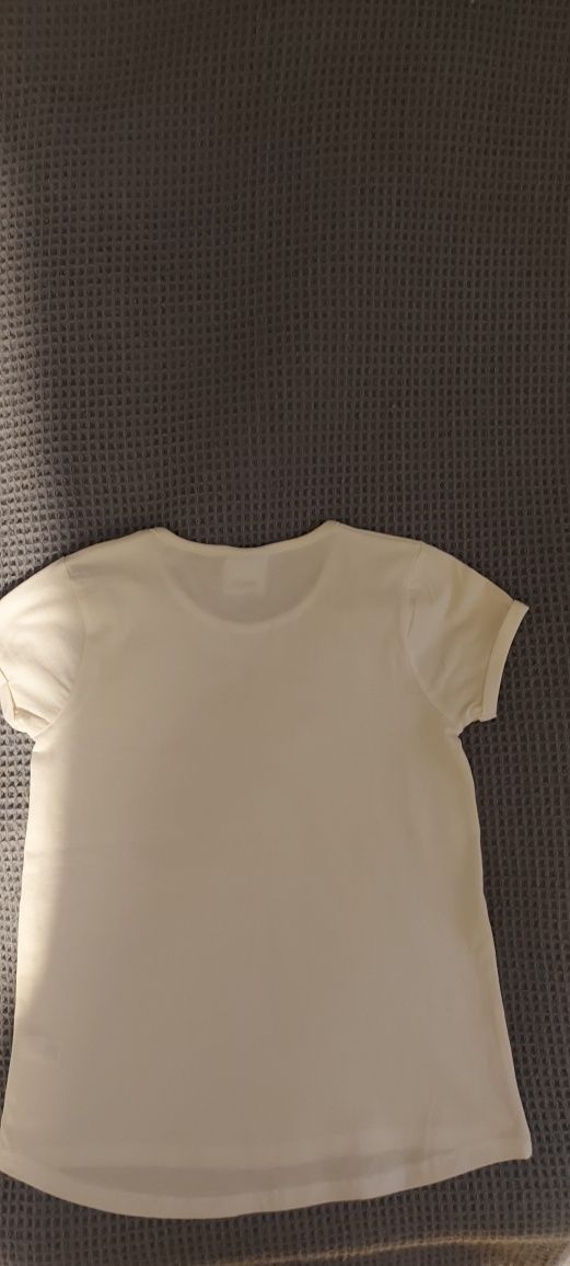 T-shirt dziewczęcy kremowy z bawełny organicznej