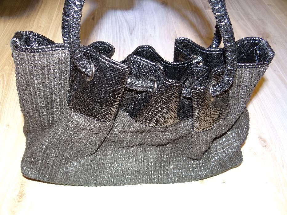 Czarny pleciony shopper bag SOLAR