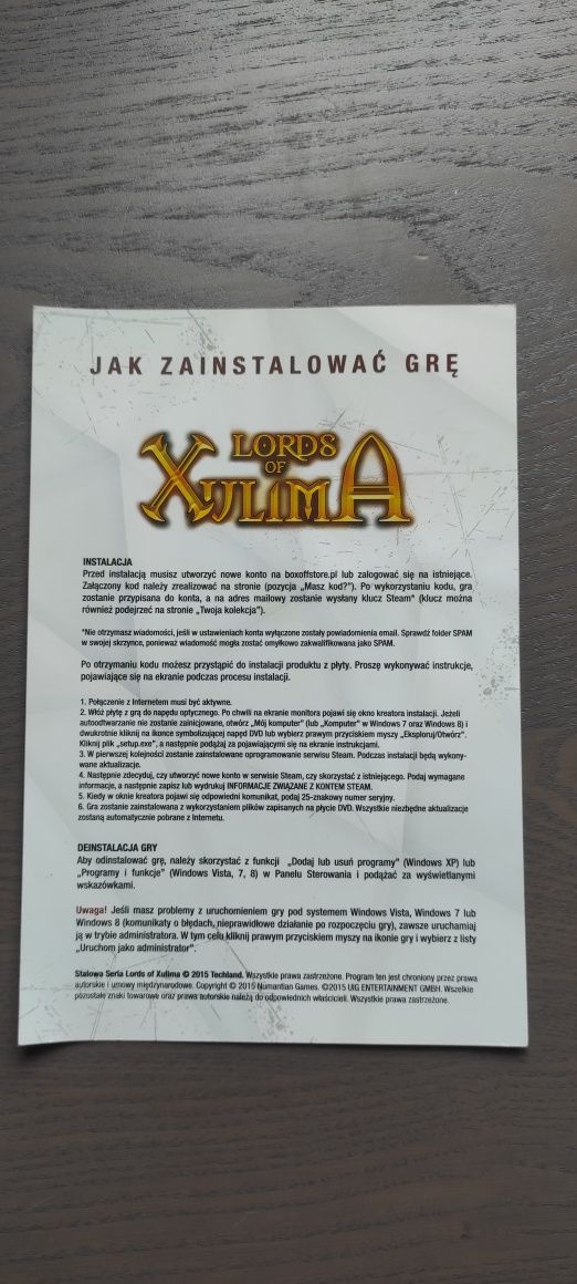 Gra komputerowa Lords of Xulima PC płyta + kod aktywacyjny