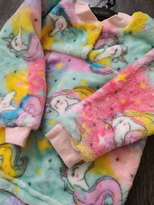 Дитяча махрова піжама для дівчаток єдиноріг юнікорн 86,92,98,104р