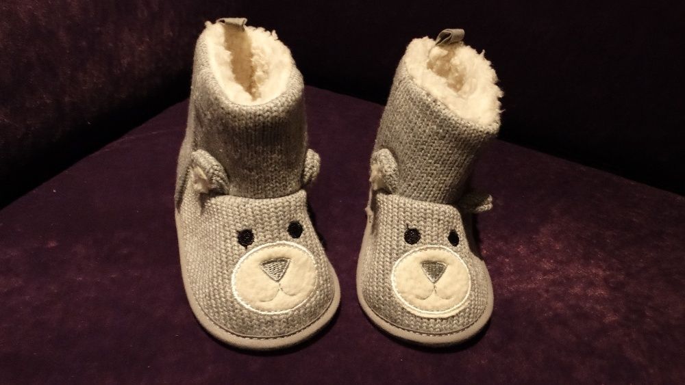 PRIMARK BUTY szare myszki plusz wkładka 11,5 cm 9-12 m-cy NOWE