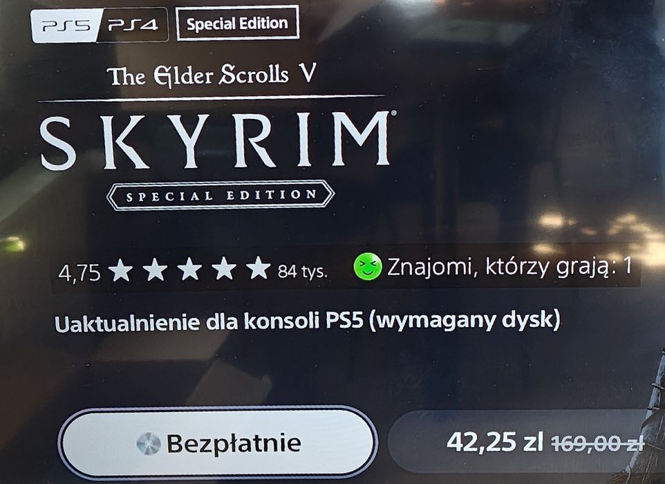 Skyrim Elder Scrolls V PL Dubbing Edycja Specjalna PS4 + PS5 BDB stan