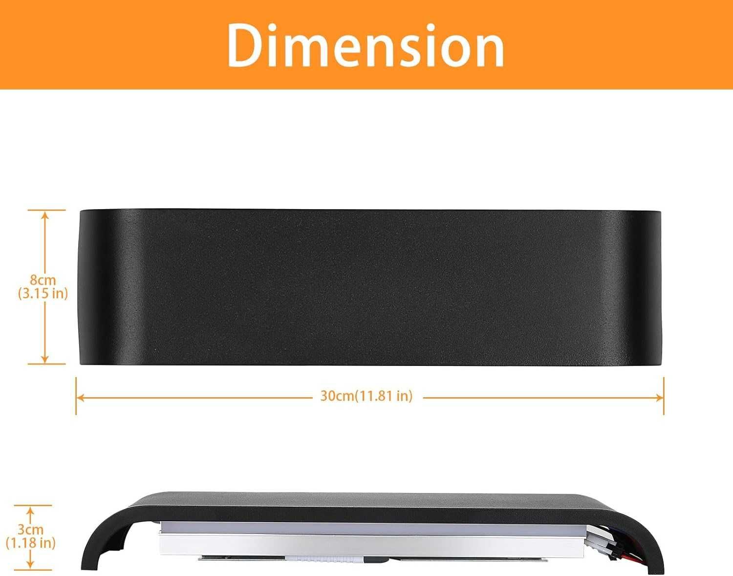 Lightess Lampa ścienna LED, 16 W kinkiet czarny
