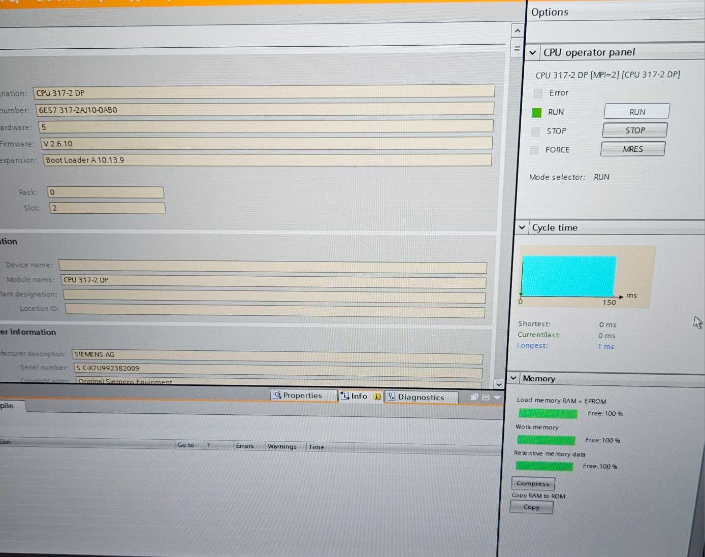 Sterownik Plc Siemens Simatic S7-300 6ES7 317-2AJ10-0AB0.