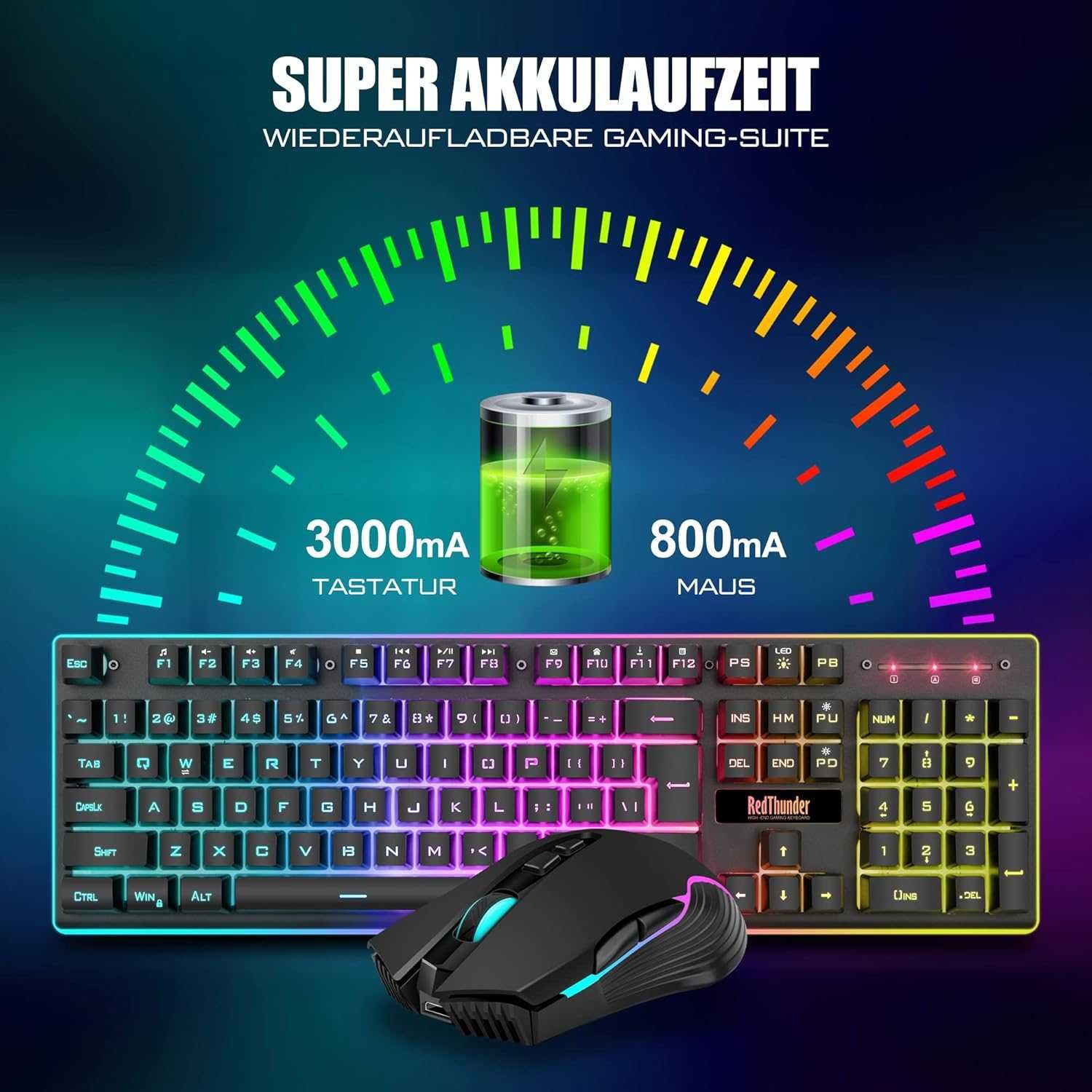 klawiatura plus mysz bezprzewodowe redthunder k10 układ azerty gaming