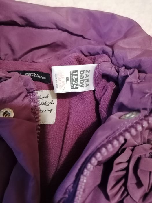Casaco de menina Inverno Zara tamanho 18/24 meses