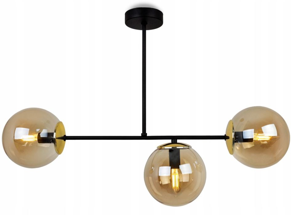 Lampa Tuluza trzy klosze miodowe kule
