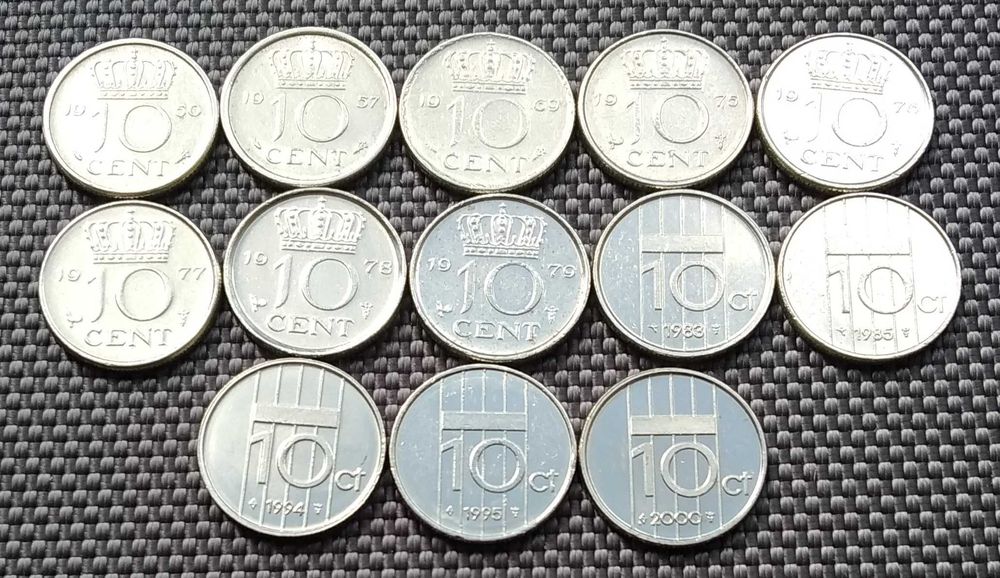 Коллекция 13 монет 10 центов Нидерландов