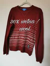 Sweter Adidas wełna wełniany czerwony bordowy dzianina vintage boho M