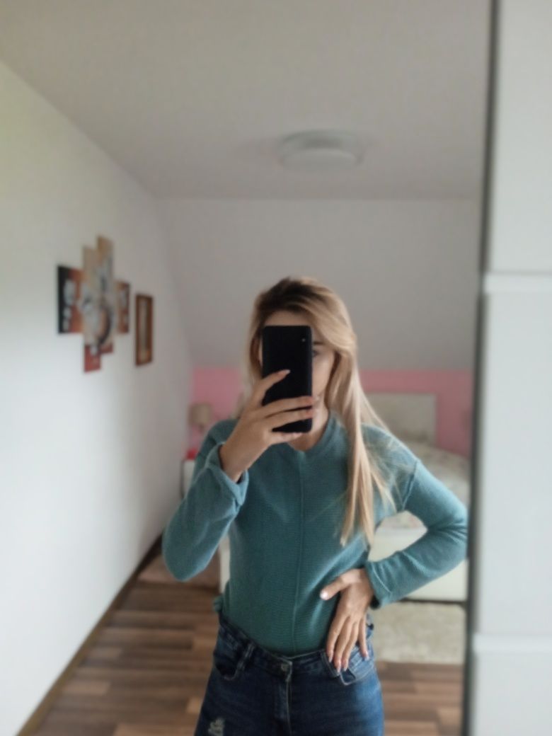 Sweter sweterek ciepły bluza bawełna viskoza XS s Primark niebieski