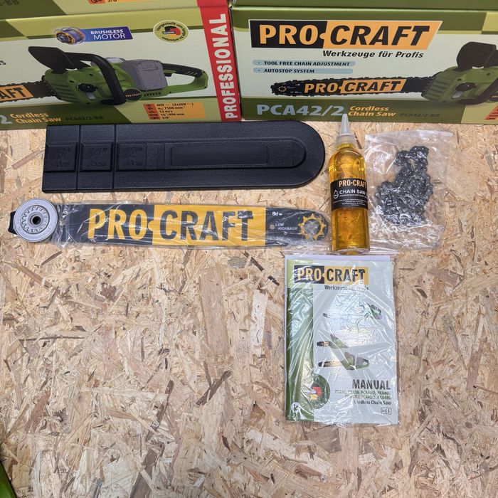 Акумуляторна ланцюгова пила PROCRAFT PCA42/2 на два акумулятори 40v