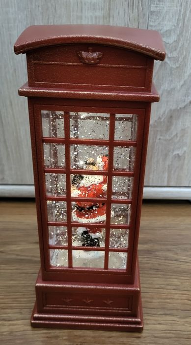 Budka telefoniczna ze św. Mikołajem 25cm LED na baterie czerwona