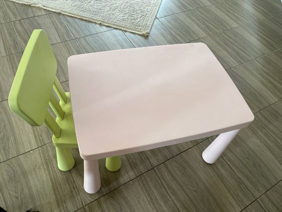 Стол и стул детский Mammut Ikea, пластик