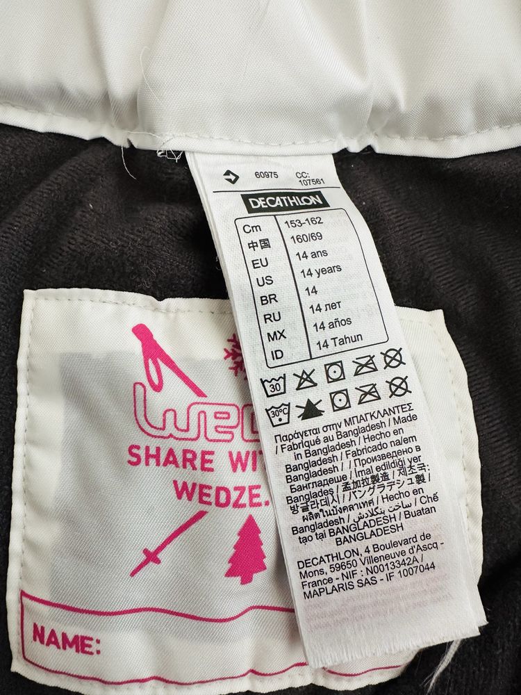 Białe Spodnie narciarskie Decathlon młodzieżowe Wedze 164