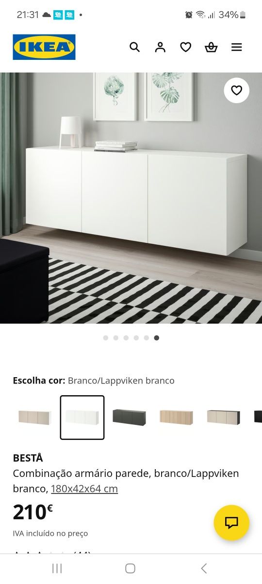 Aparador Ikea com pés branco