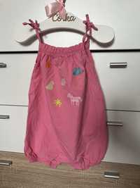 Bawełniany różowy rampers dla dziewczynki na ramiączkach 5.10.15 - 86