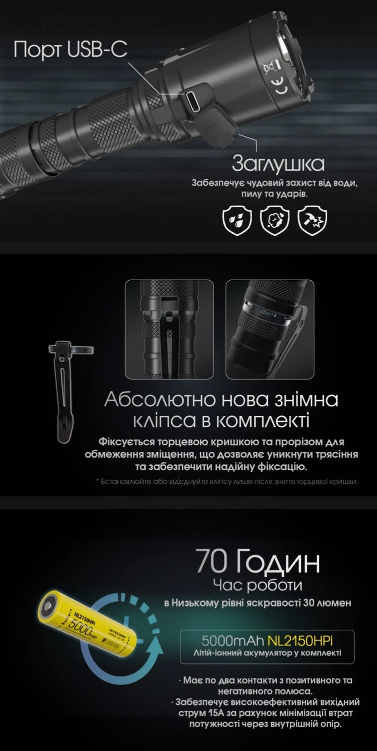 Nitecore SRT6i/ ліхтар/2100 люмен/510 метрів/акб 21700