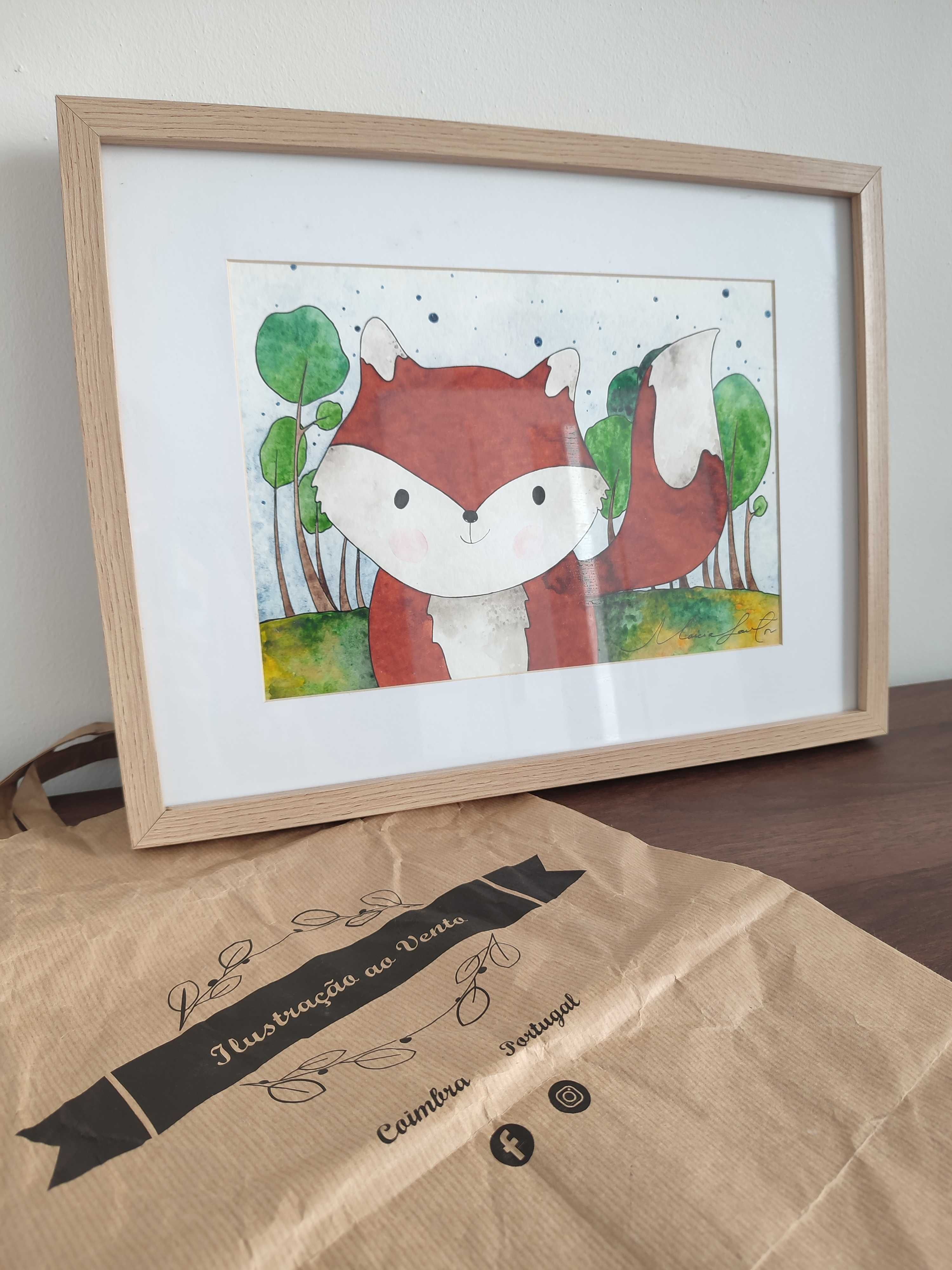 Quadro pintado à mão Ilustração ao vento da pintora Márcia Santos