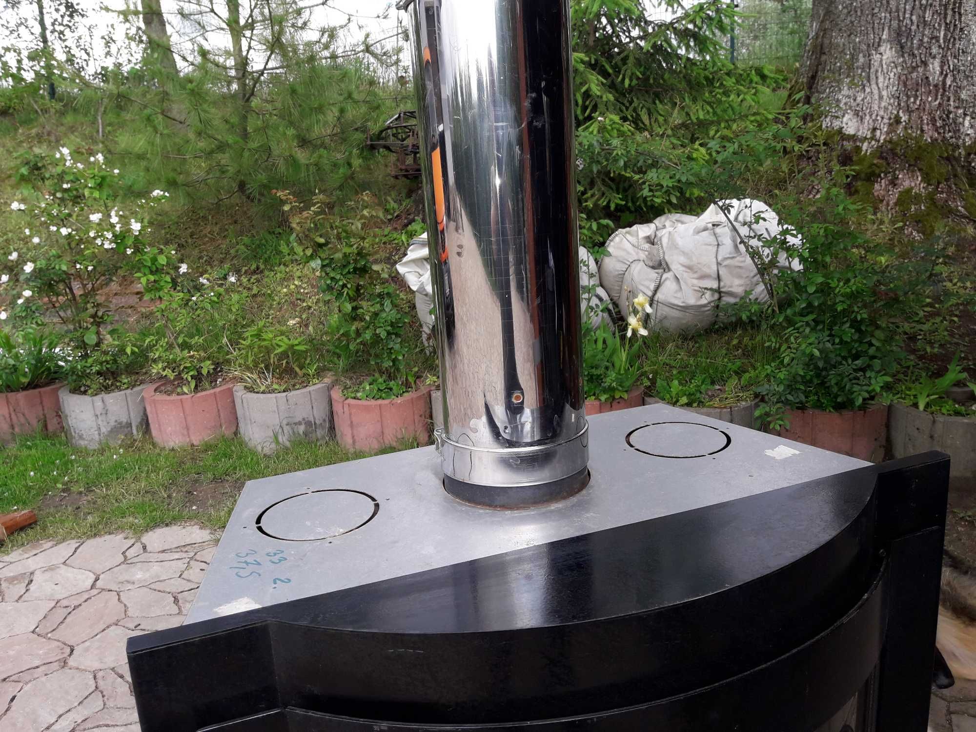 Duży Markowy piec gazowy 8,5KW kominek FABER komplet rur koncentryczne
