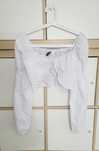 Biała ażurowa bluzka hiszpanka crop top h&m divided