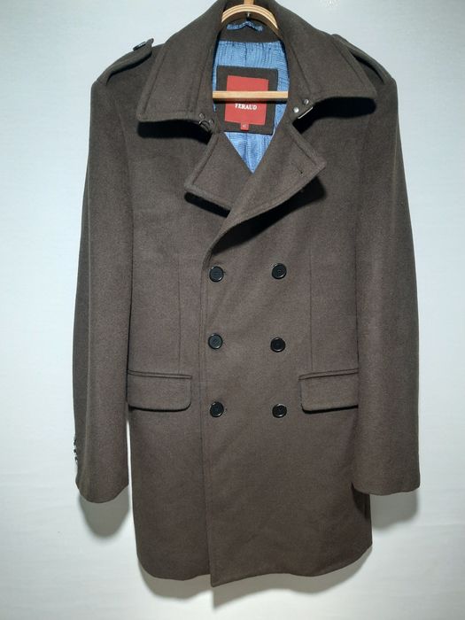 Коричневе двубортне пальто з вовни і кашеміру Feraud made from Italian