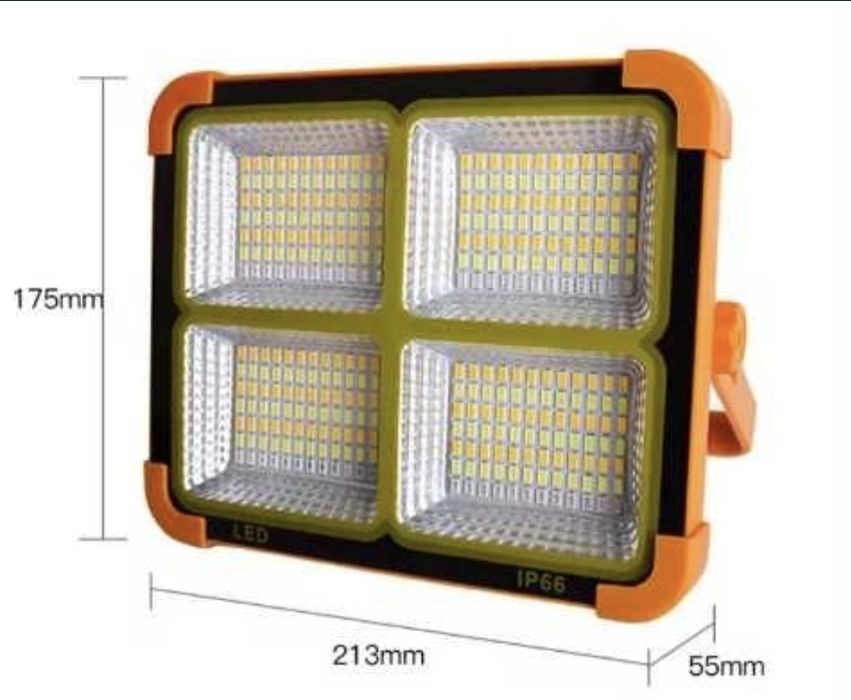 Ліхтар-Прожектор павербанк Акумуляторний фонарь  LED З Сонячна  панель