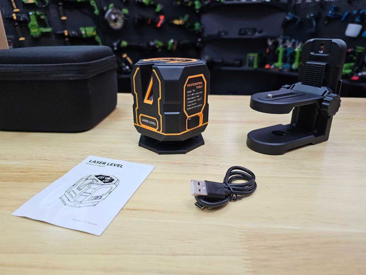 Лазерний Нівелір Profi 360° Laser На Акумуляторі Чітка лінія Зел. луч