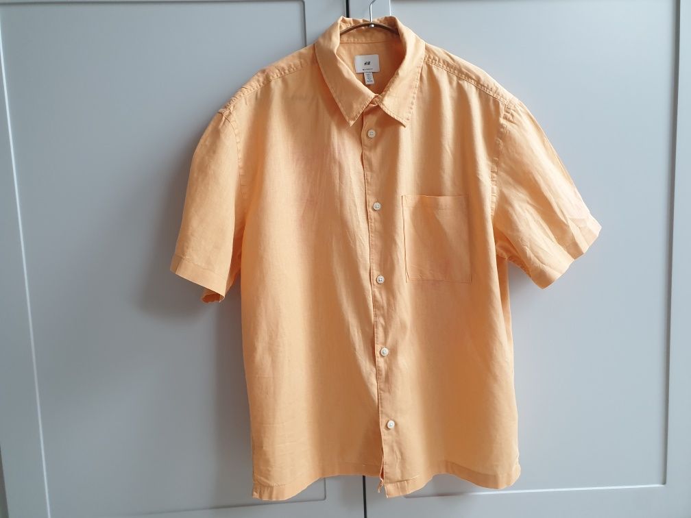 Pomarańczowa koszula lniana L H&M