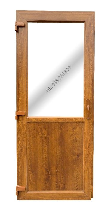 Drzwi zewnętrzne PCV 100x210 złoty dąb NOWE! OD REKI sklepowe biurowe