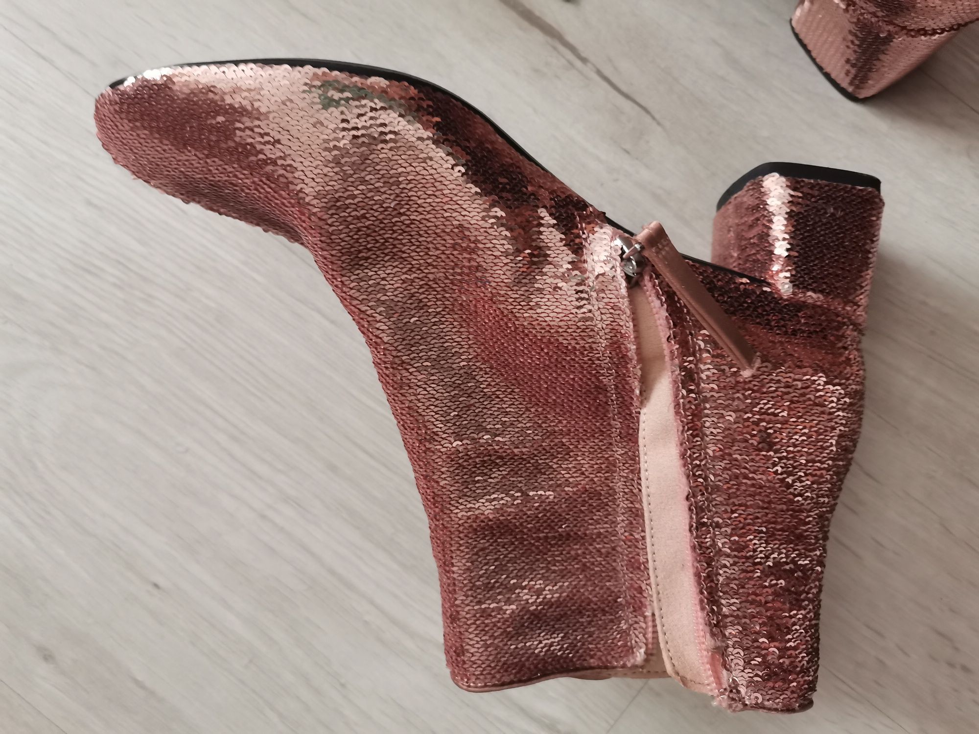 Botins lantejoulas rose gold, Mango tam. 36