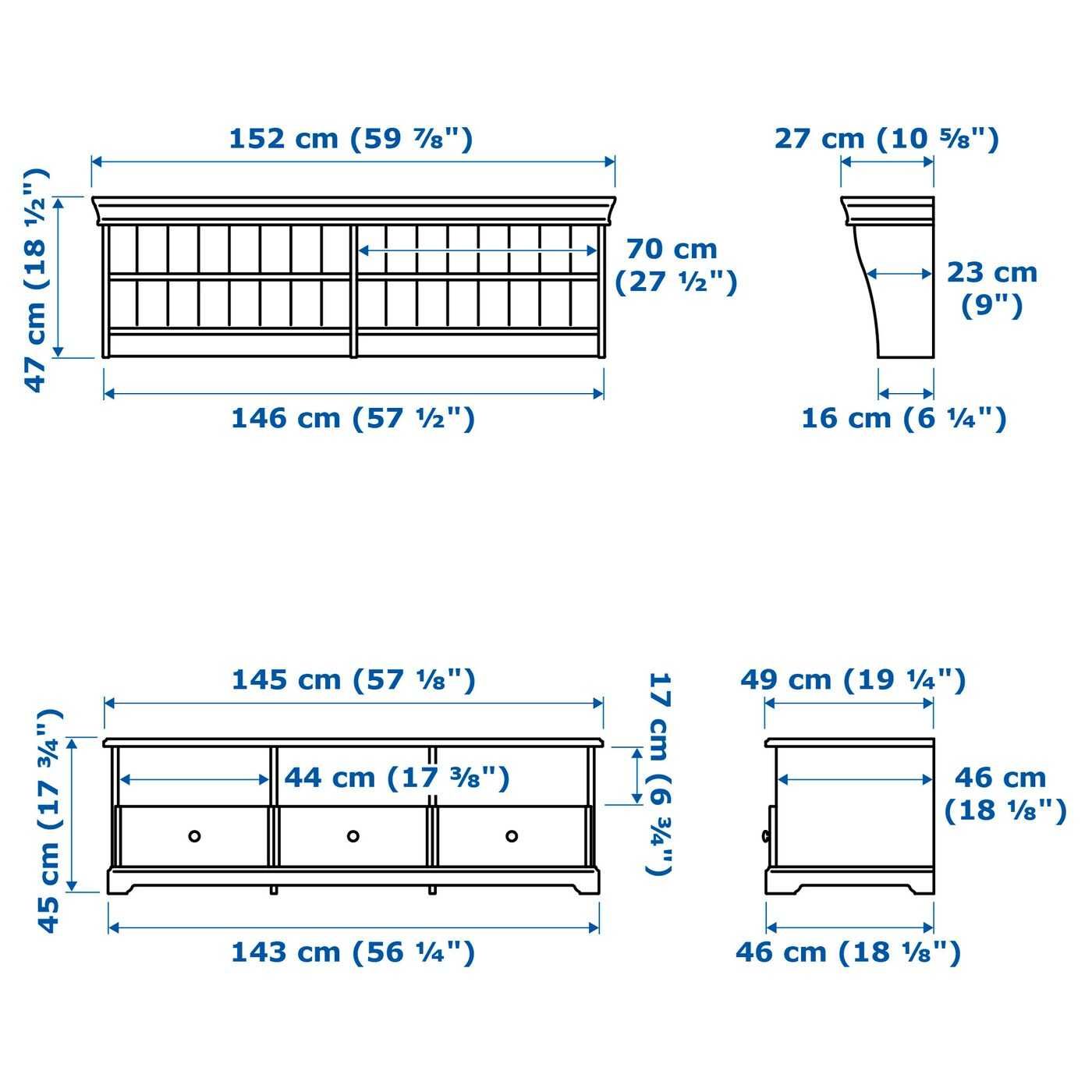 Estantes Liatorp (IKEA) com portas de vidro e móvel para TV