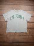 California USA green logo szara koszulka oversize z krótkim rękawem