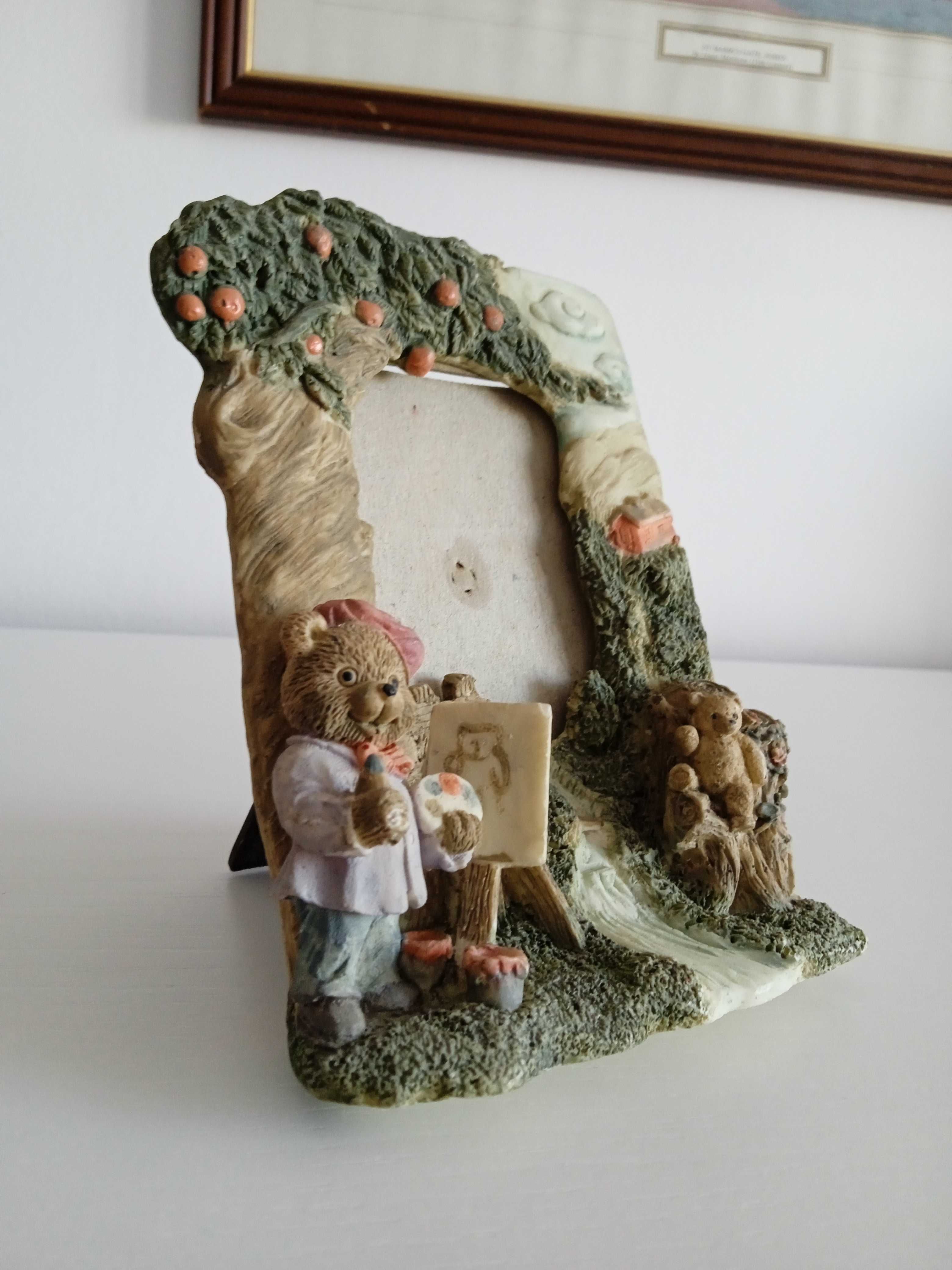 Urocza ramka vintage rzeźbiona rama misie bajkowa miś Teddy Bear
