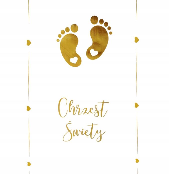 organza bieżnik na chrzest z nadrukiem 35cm - 5m dekoracja stołu
