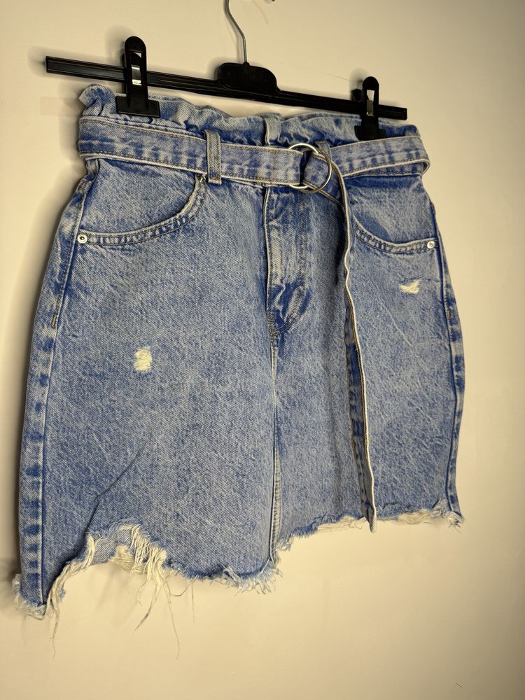 Spodniczka jeansowa paperbag 34 bershka denim