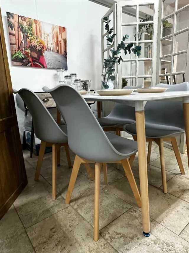 Mesa de jantar com 4 cadeiras cinza - entrega gratuita