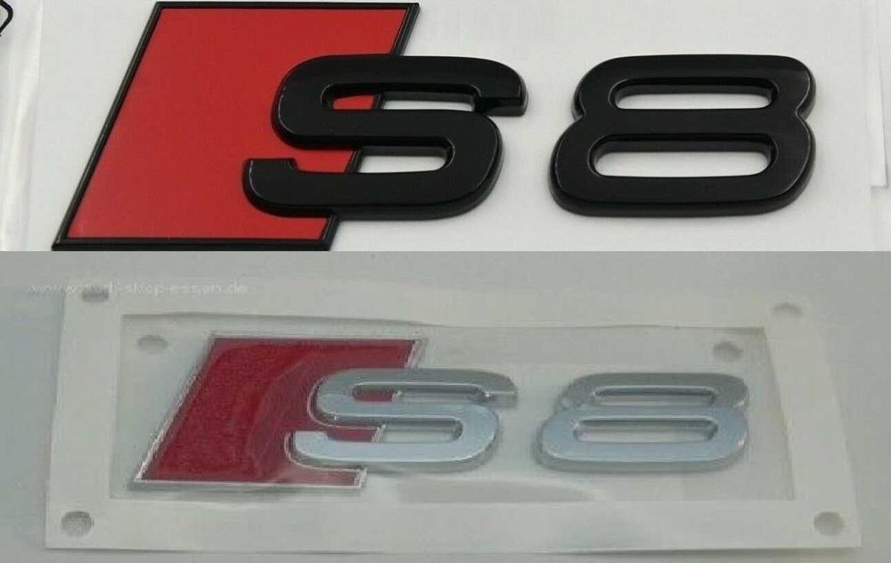 NOWY przyklejany znaczek S8 srebrny | czarny logo