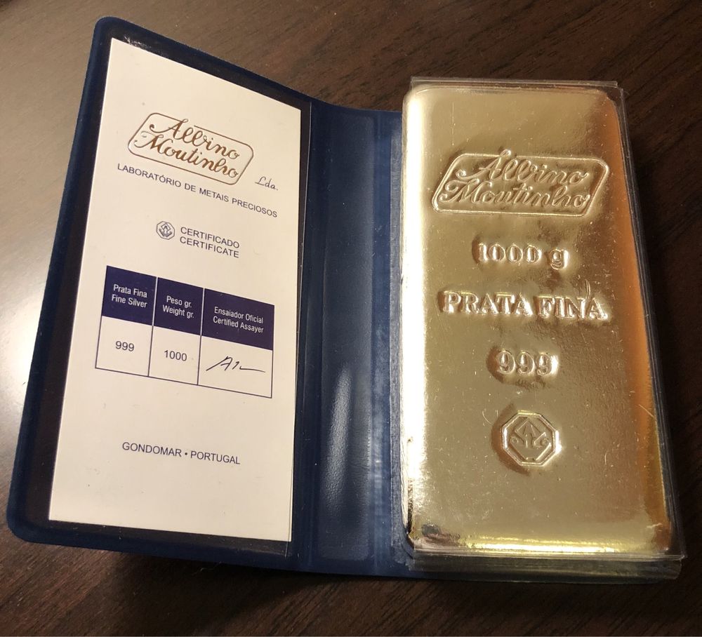 Barra de prata fina 999,99 de 1kg