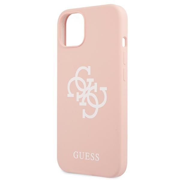 Guess Etui iPhone 13 Mini 5,4" Różowe Silicone 4G Logo