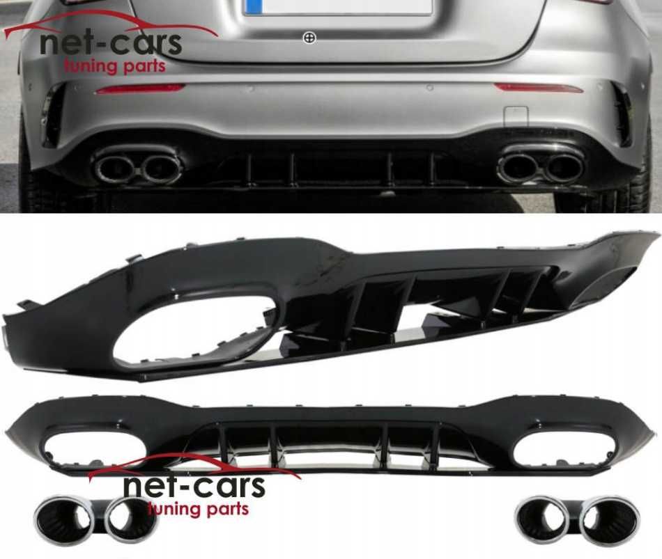 Dyfuzor + końcówki wydechu chrom MERCEDES W177 wzór A45 AMG