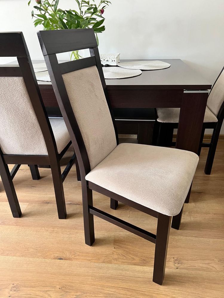 Stół rozkładany + 4 krzesła + GRATIS stolik kawowy