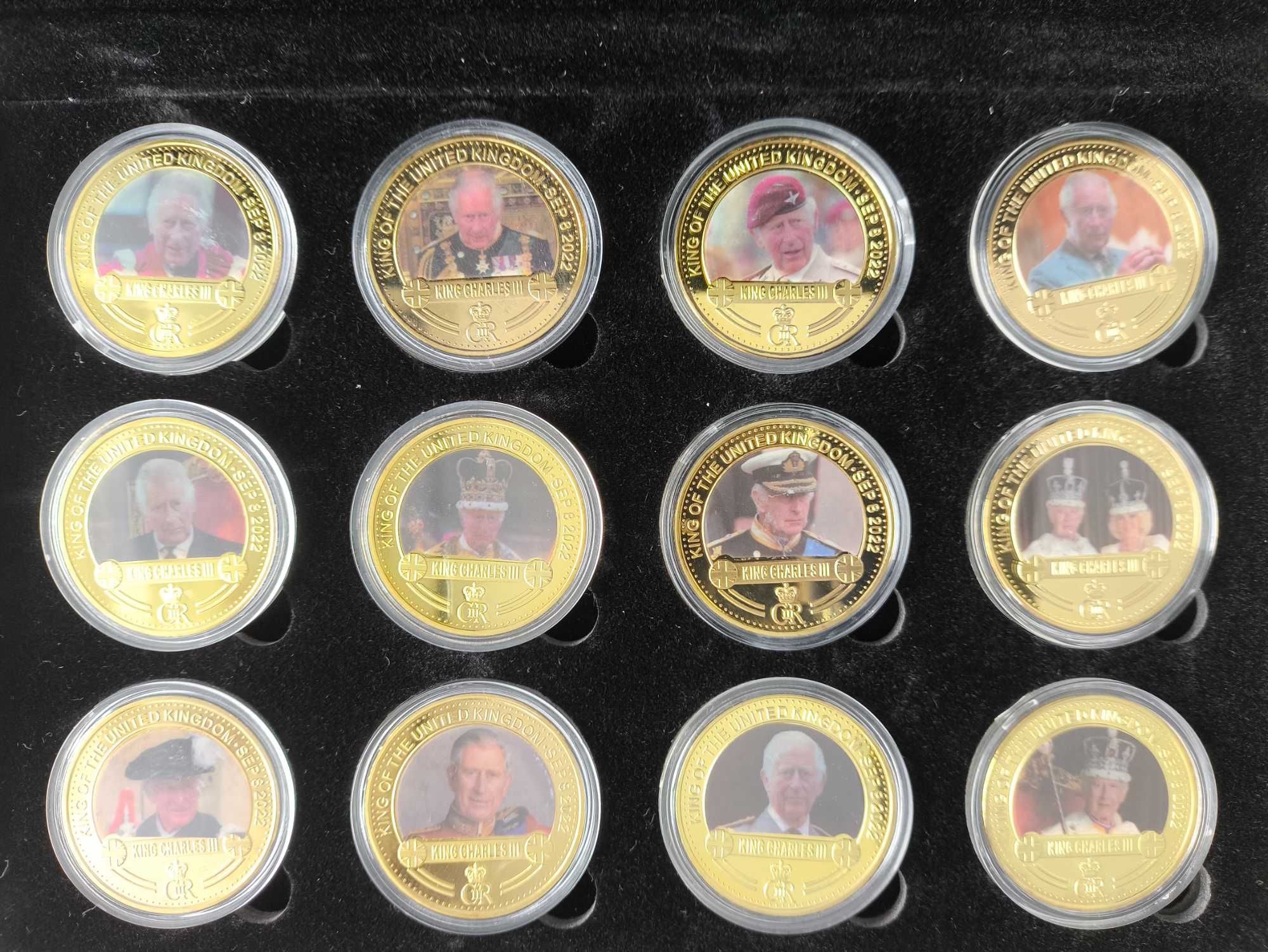 Conjunto de moedas comemorativas do Rei Reino Unido