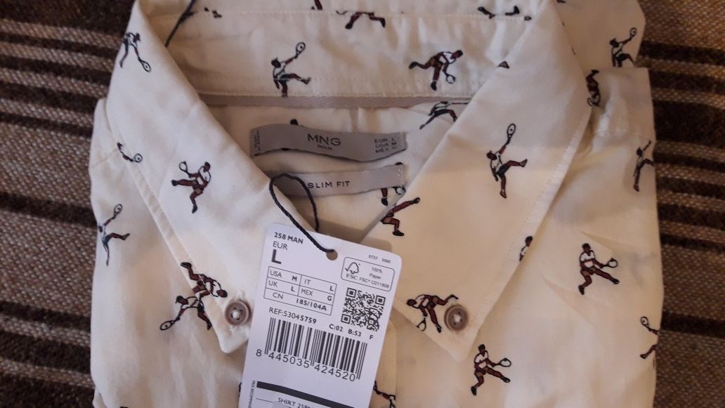 Сорочка mango, slim fit, L