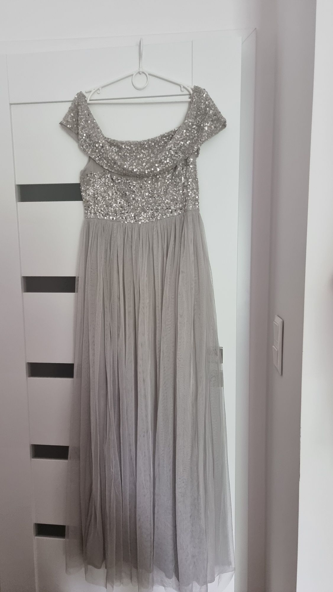 Maya r. 42 deluxe sukienka srebrna hiszpanka asos